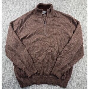 Daniel Cremieux Sweater Mens XL Brown 100% Alpaca Quarter Zip Signature Pullover